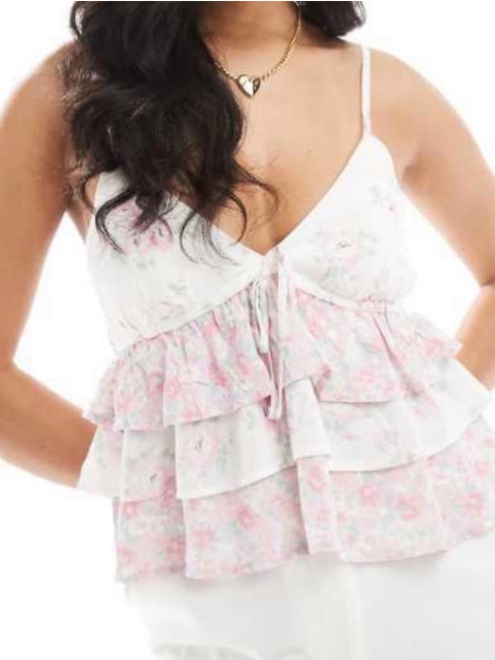 Hollister Pink Ruffle Tiered Top XL